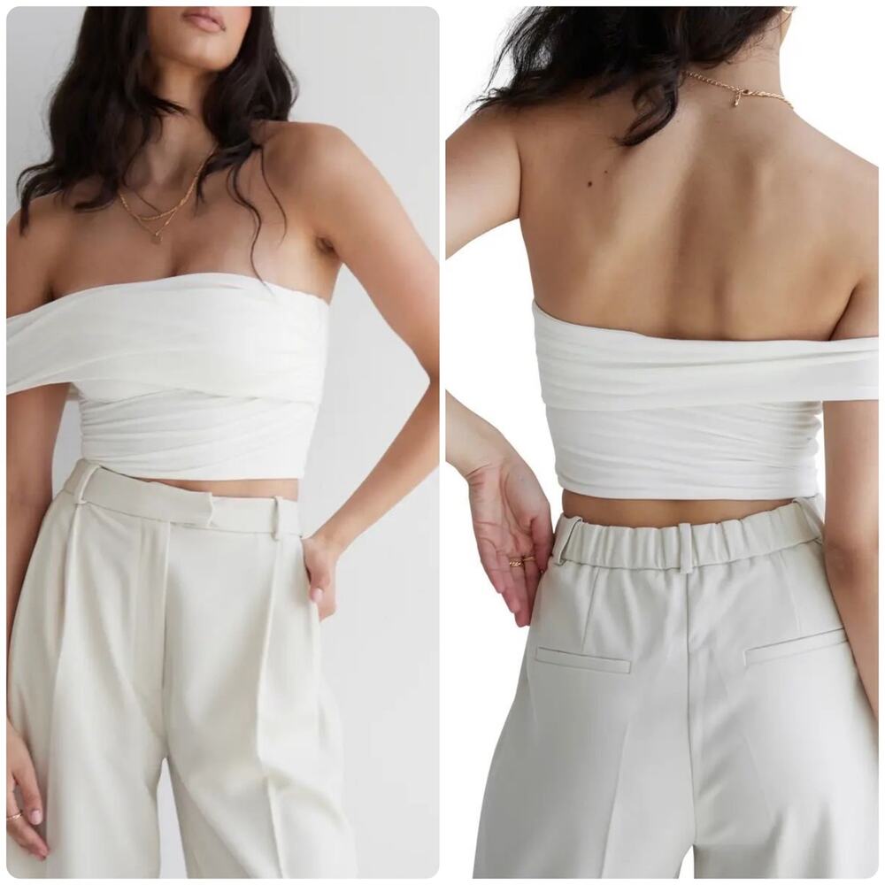 RE ONA Athena Off the Shoulder Crop Top Size XL